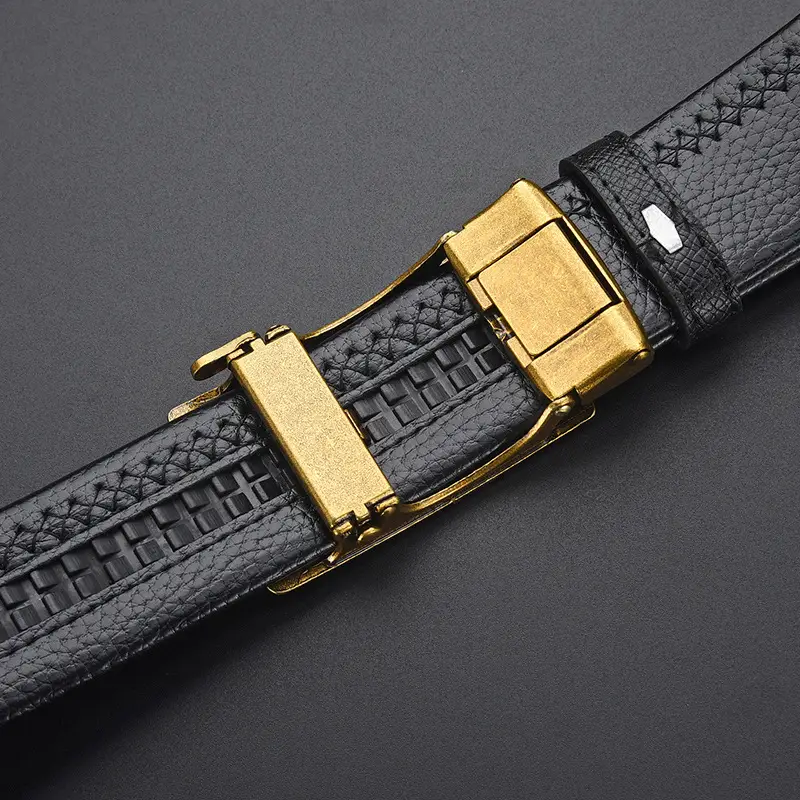 Chinese Zodiac Belt for Men Leather Automatic Buckle