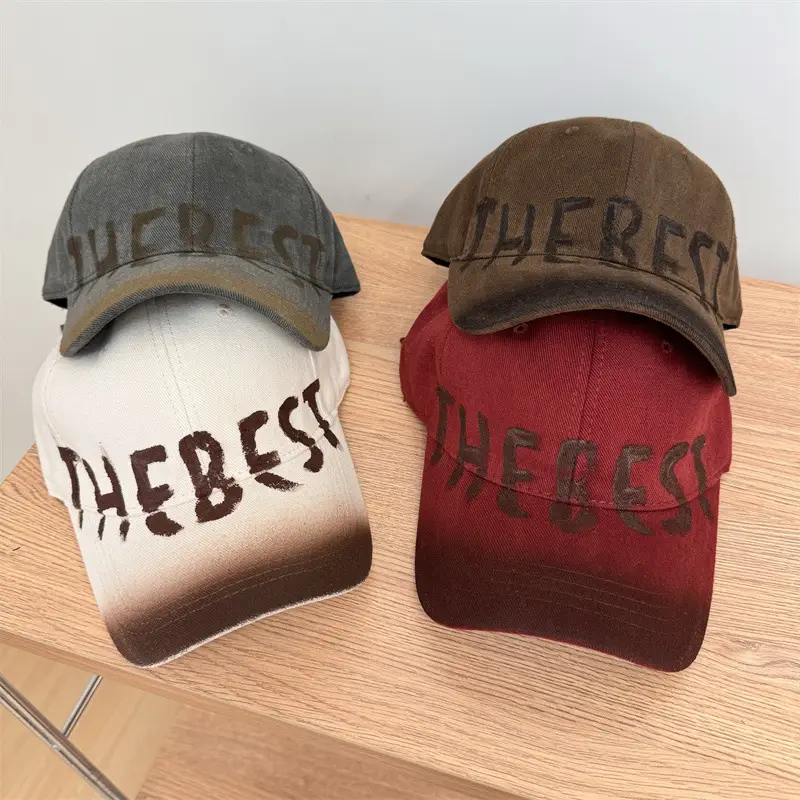 American Style Retro Washed Old Letter Baseball Cap Women's Wide Brim Big Head Face Small Soft Top Duck Tongue Hat for Men - Image 9