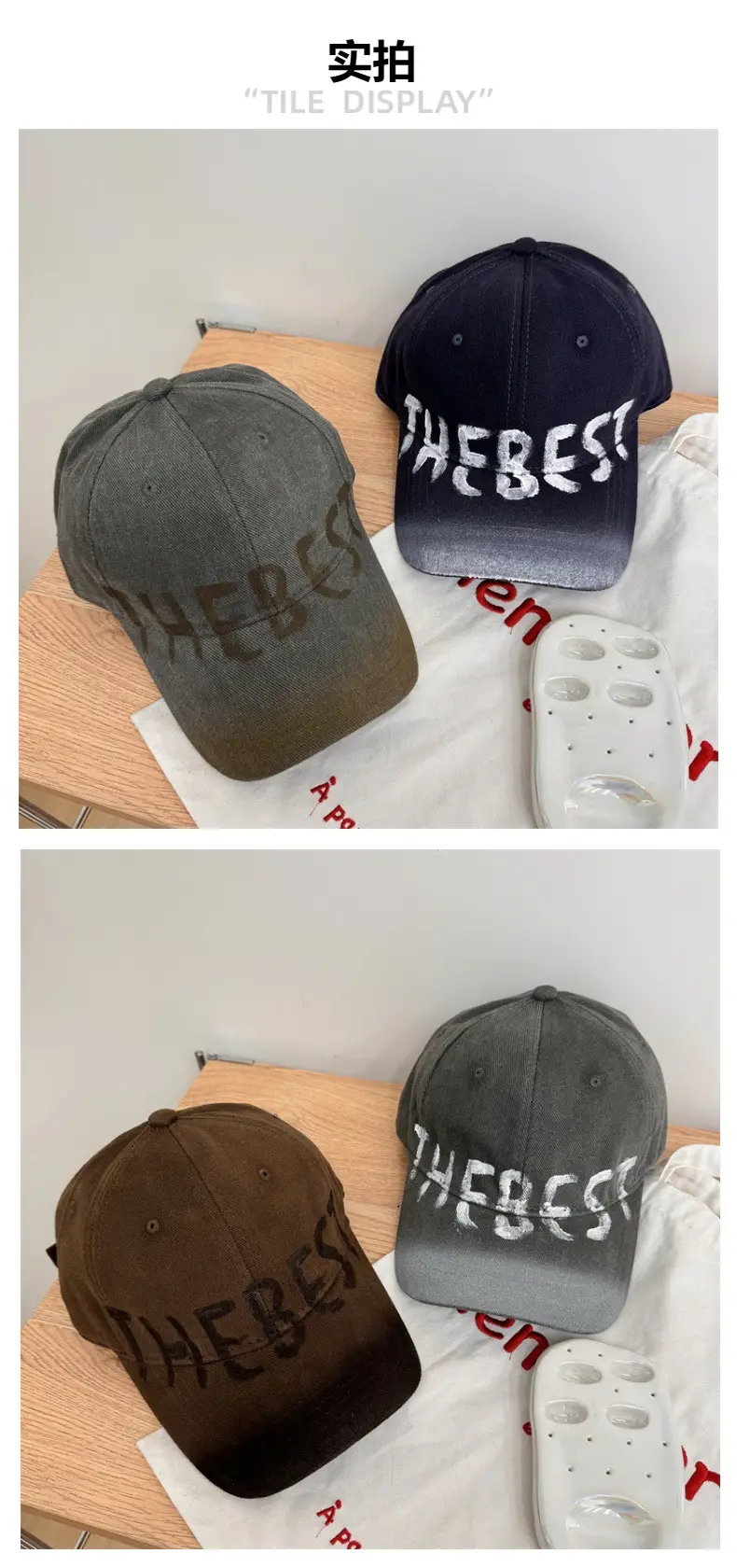 American Style Retro Washed Old Letter Baseball Cap Women's Wide Brim Big Head Face Small Soft Top Duck Tongue Hat for Men — feature 4