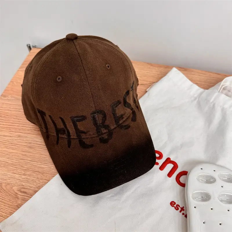 American Style Retro Washed Old Letter Baseball Cap Women's Wide Brim Big Head Face Small Soft Top Duck Tongue Hat for Men - Image 2