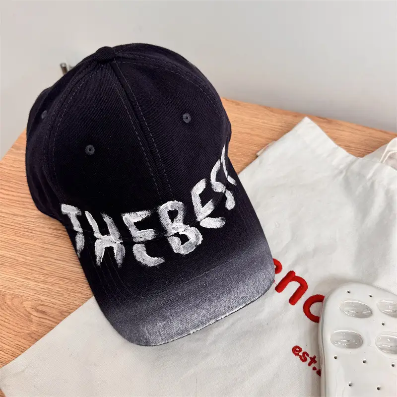 American Style Retro Washed Old Letter Baseball Cap Women's Wide Brim Big Head Face Small Soft Top Duck Tongue Hat for Men - Image 3