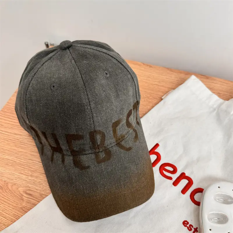 American Style Retro Washed Old Letter Baseball Cap Women's Wide Brim Big Head Face Small Soft Top Duck Tongue Hat for Men - Image 4