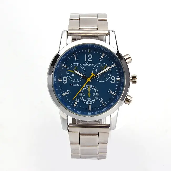 Men's Stainless Steel Chronograph Watch with Yellow Dial - Image 7