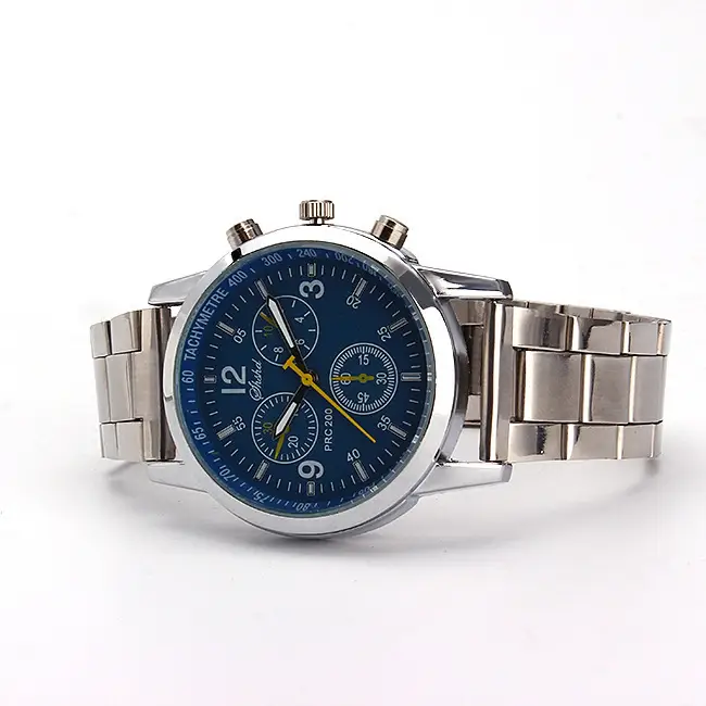 Men's Stainless Steel Chronograph Watch with Yellow Dial - Image 8