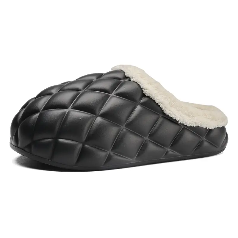 Waterproof Cotton Slippers Men's Autumn and Winter fleece-lined Warm Wearing Cotton Shoes for Lovers Lazy Shoes