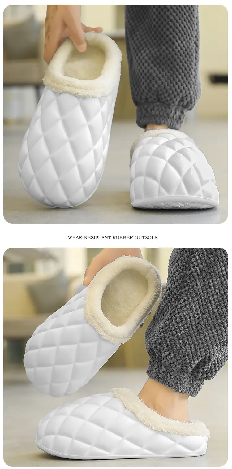 Waterproof Cotton Slippers Men's Autumn and Winter fleece-lined Warm Wearing Cotton Shoes for Lovers Lazy Shoes — feature 13