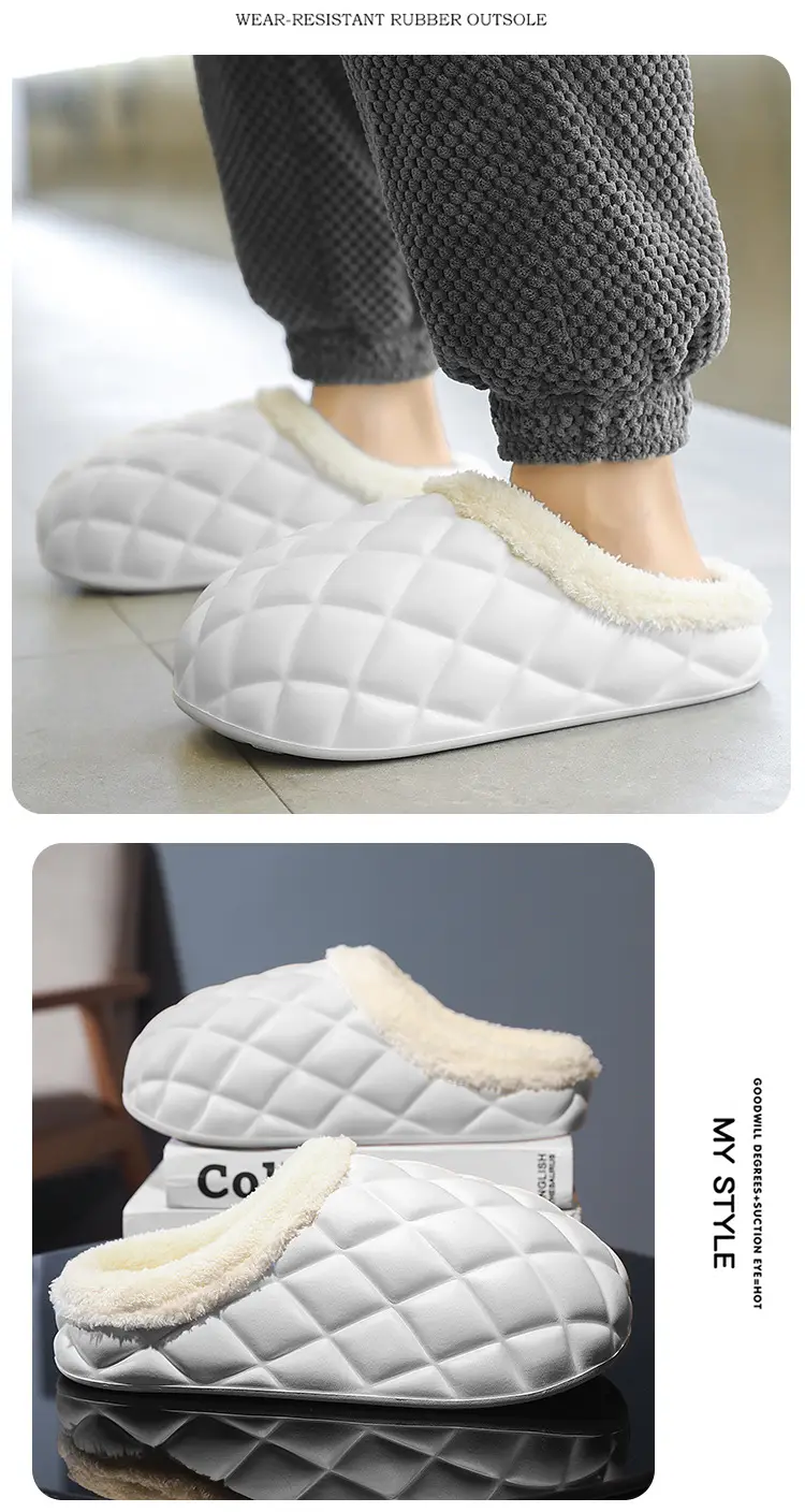 Waterproof Cotton Slippers Men's Autumn and Winter fleece-lined Warm Wearing Cotton Shoes for Lovers Lazy Shoes — feature 14