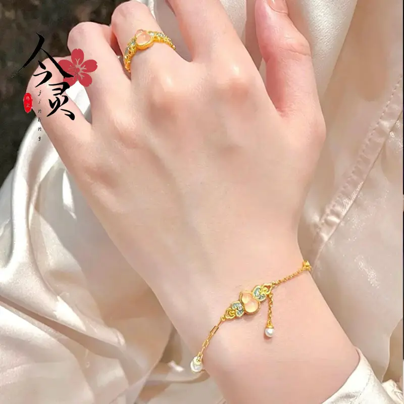 Gold Enamel Point Diamond Bracelet for Women - Image 2