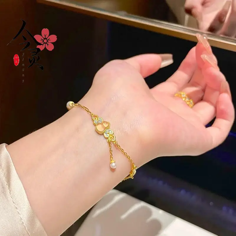 Gold Enamel Point Diamond Bracelet for Women - Image 3