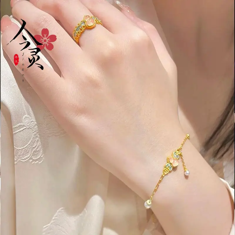 Gold Enamel Point Diamond Bracelet for Women - Image 4