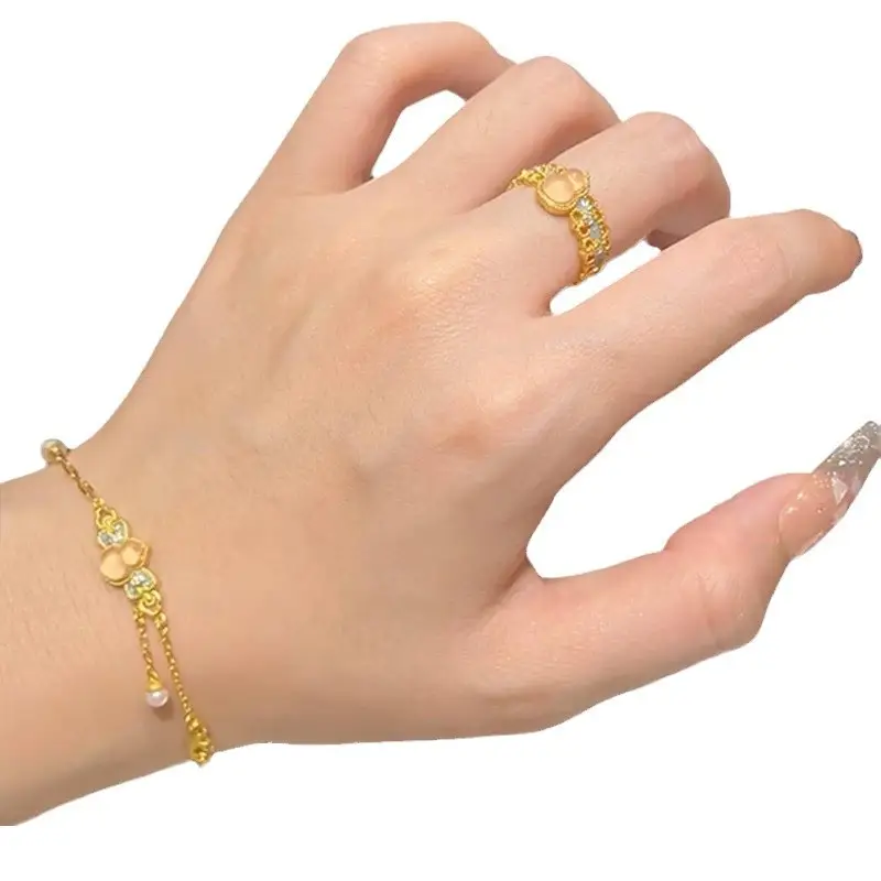 Gold Enamel Point Diamond Bracelet for Women - Image 5