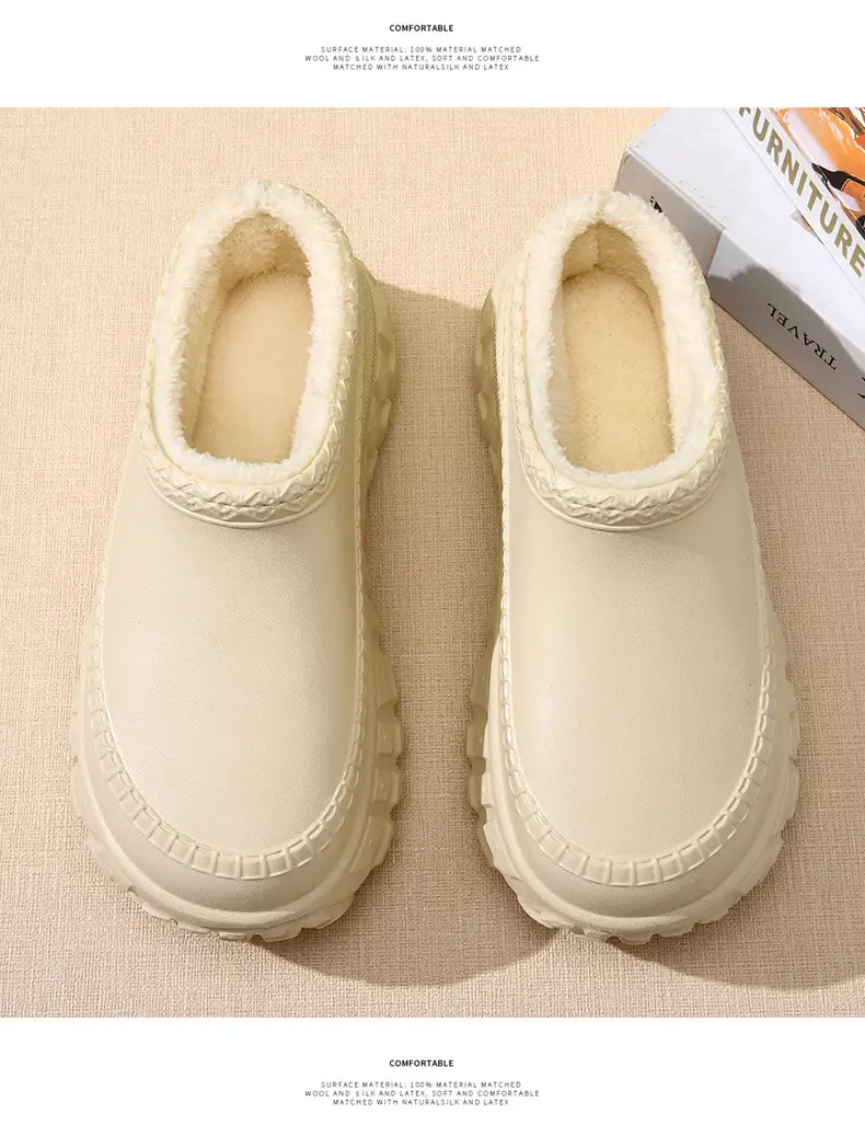 Women's Winter Thick-Soled Plush Slippers with Fleece Lining, Thickened Cotton Slippers with Tire Soles, Non-Slip, Wear-Resistant, Height-Increasing, Closed-Back, Warm Cotton Shoes — feature 14