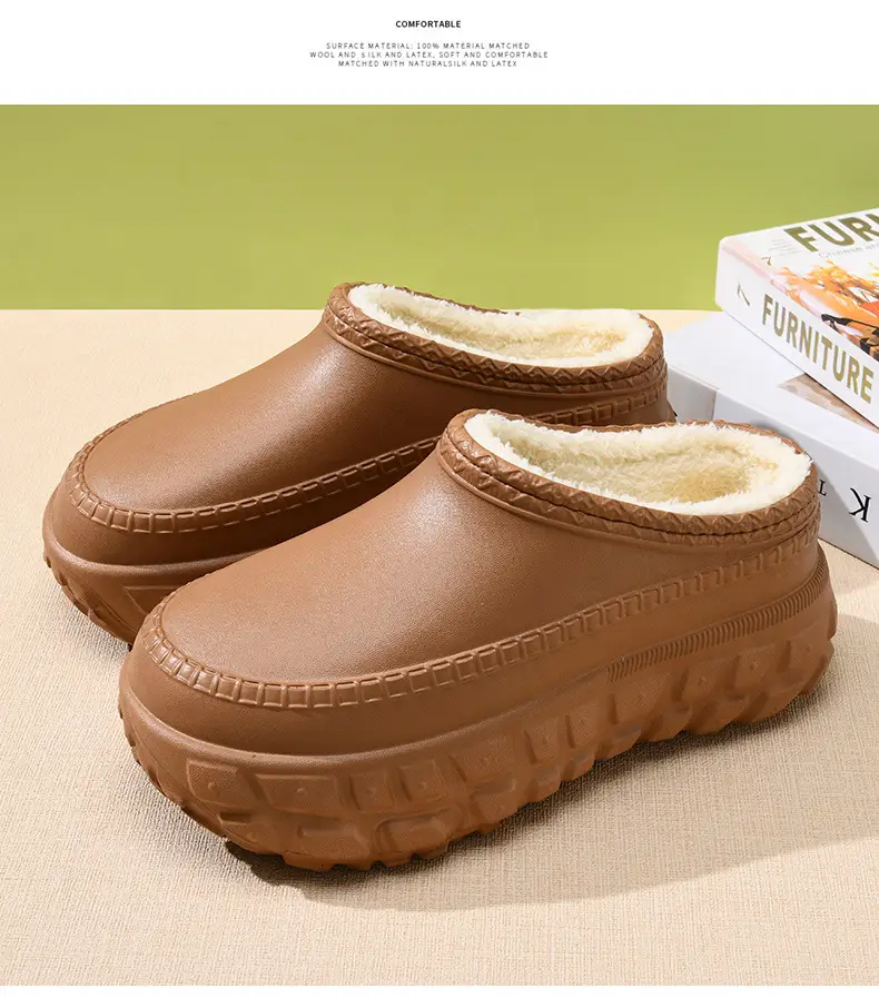 Women's Winter Thick-Soled Plush Slippers with Fleece Lining, Thickened Cotton Slippers with Tire Soles, Non-Slip, Wear-Resistant, Height-Increasing, Closed-Back, Warm Cotton Shoes — feature 16