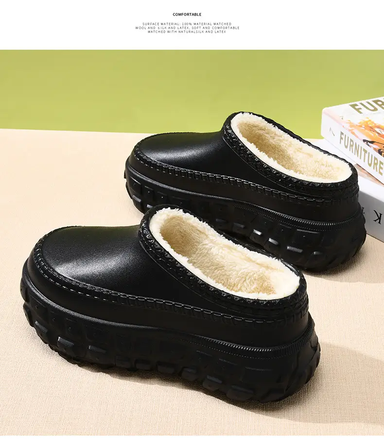 Women's Winter Thick-Soled Plush Slippers with Fleece Lining, Thickened Cotton Slippers with Tire Soles, Non-Slip, Wear-Resistant, Height-Increasing, Closed-Back, Warm Cotton Shoes — feature 20