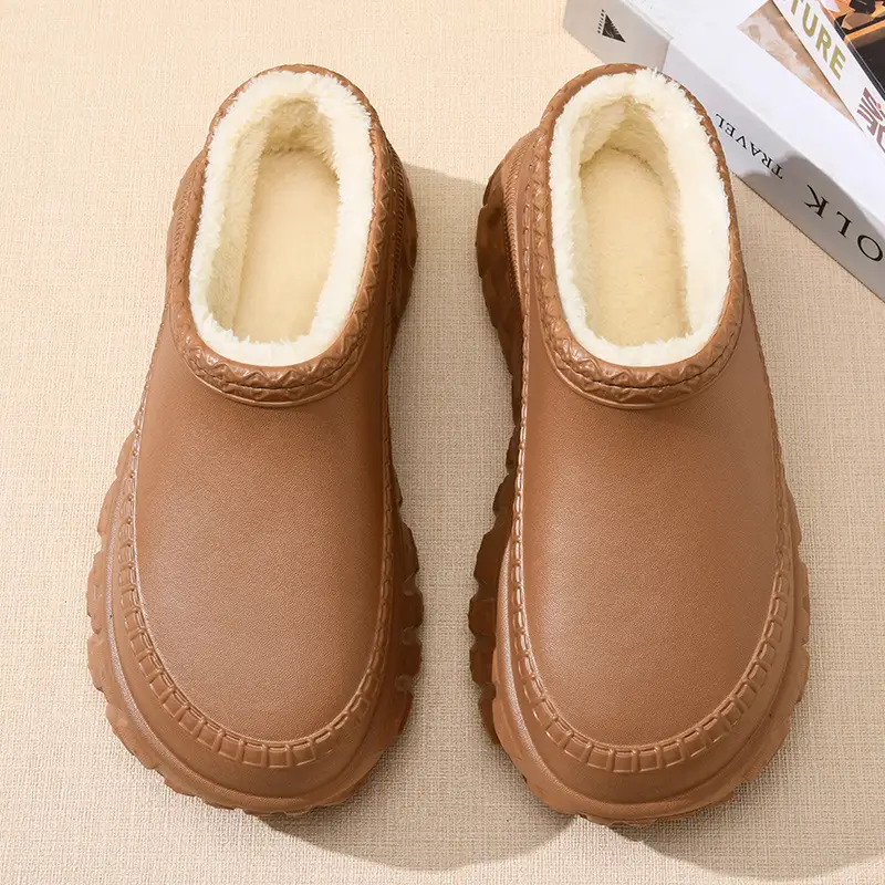 Women's Winter Thick-Soled Plush Slippers with Fleece Lining, Thickened Cotton Slippers with Tire Soles, Non-Slip, Wear-Resistant, Height-Increasing, Closed-Back, Warm Cotton Shoes - Image 3