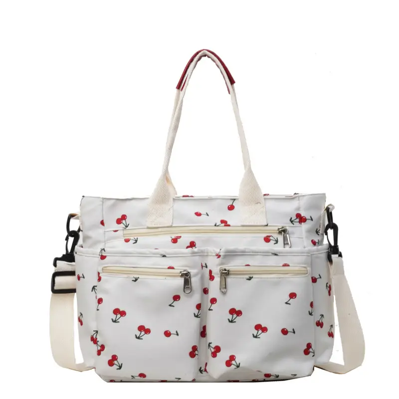Women Printed Tote Bag Black Red Floral Shoulder Crossbody - Image 2