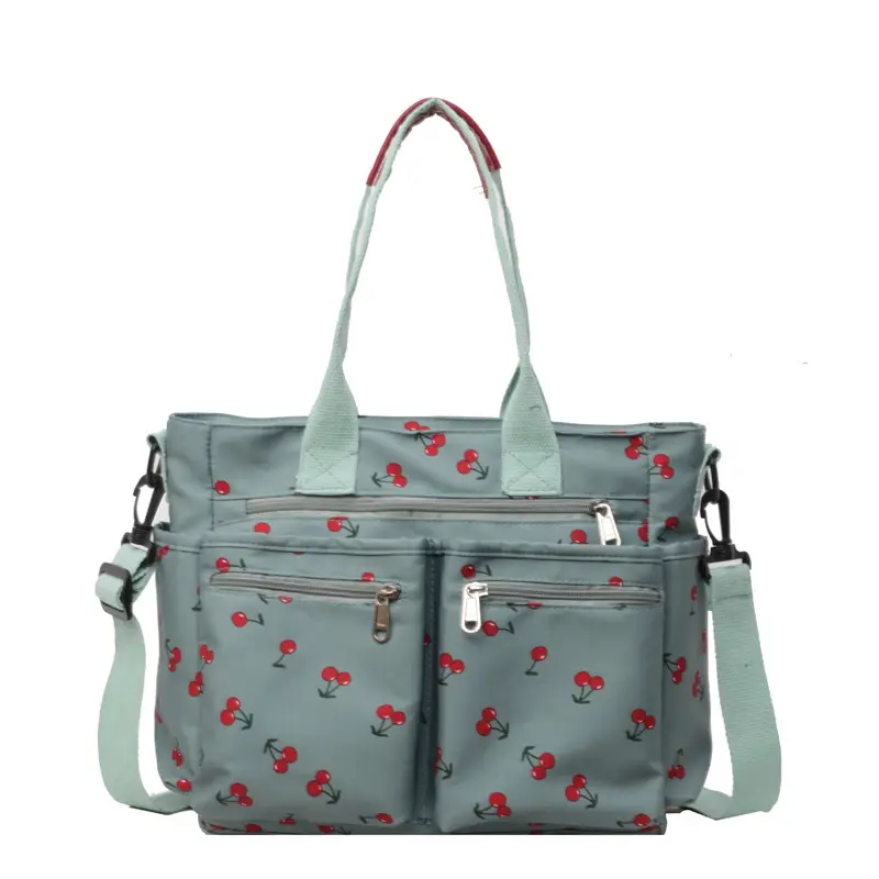 Women Printed Tote Bag Black Red Floral Shoulder Crossbody - Image 3