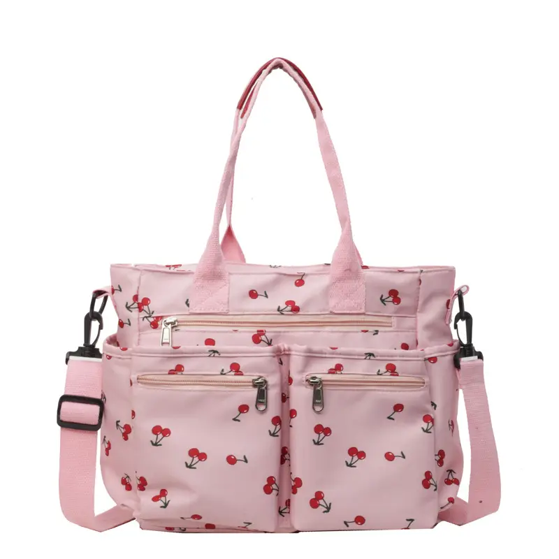 Women Printed Tote Bag Black Red Floral Shoulder Crossbody - Image 4