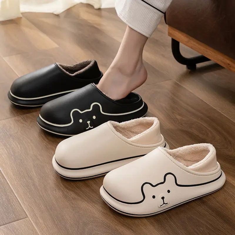 Cartoon Waterproof Cotton Slippers for Home Indoor Use, New Style with Heel Cover, Postpartum Cotton Shoes, Non-Slip, Dirt-Resistant, Plush Slippers for Women, Winter - Image 11