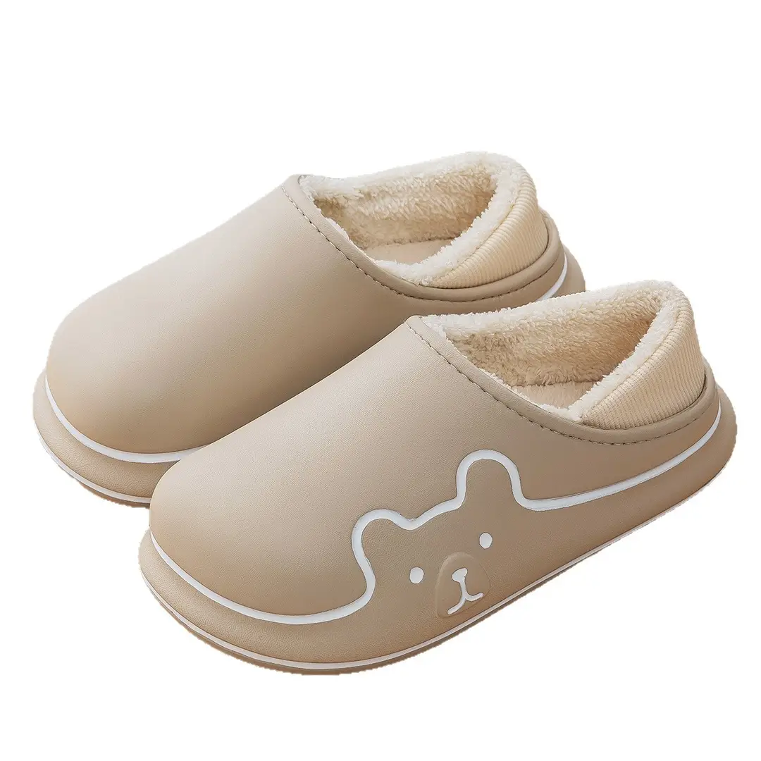 Cartoon Waterproof Cotton Slippers for Home Indoor Use, New Style with Heel Cover, Postpartum Cotton Shoes, Non-Slip, Dirt-Resistant, Plush Slippers for Women, Winter - Image 12