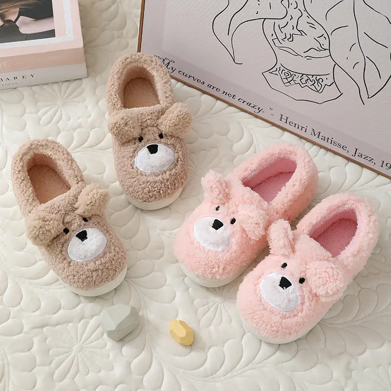 Yuezi Shoes Winter Cotton Slippers Women's Bag with Couple's Home Indoor Thick Bottom Non-slip Plush Postpartum Cotton Slippers Winter