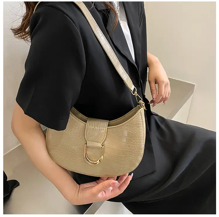 White Textured Crossbody Bag with Pearl Strap — feature 41