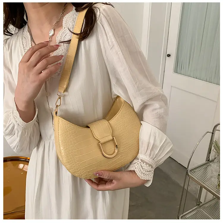 White Textured Crossbody Bag with Pearl Strap — feature 44