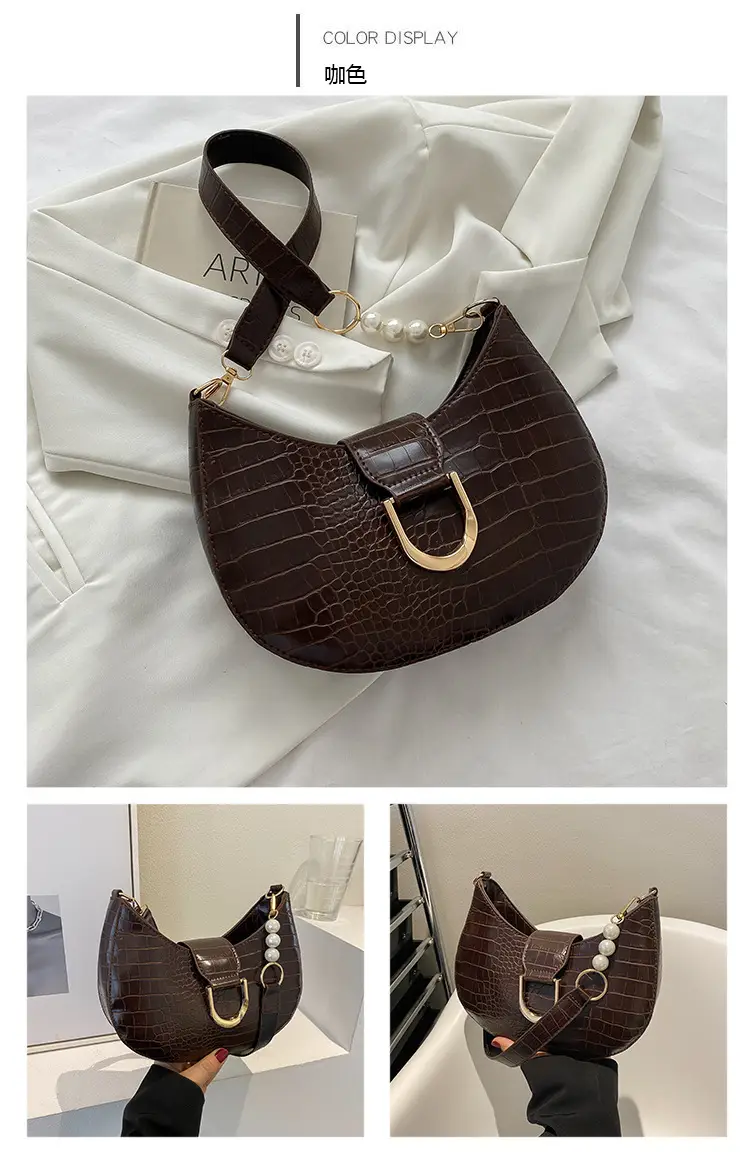 White Textured Crossbody Bag with Pearl Strap — feature 58