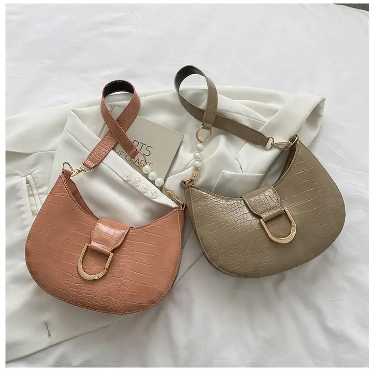 White Textured Crossbody Bag with Pearl Strap — feature 80