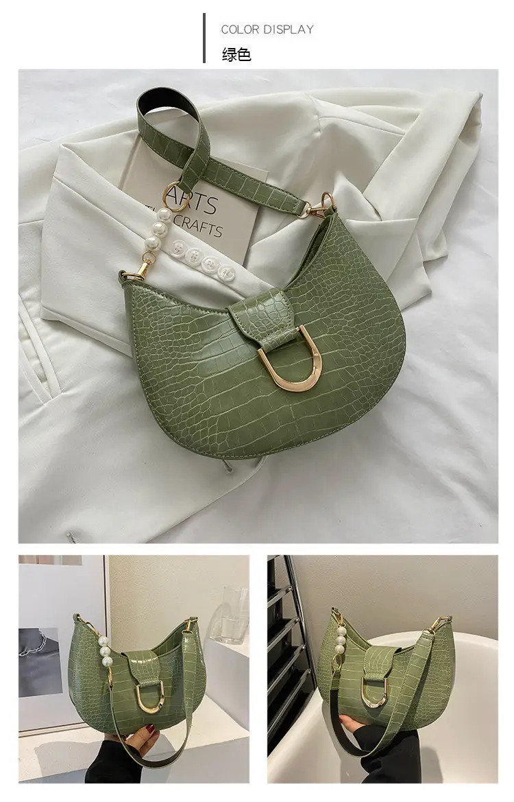 White Textured Crossbody Bag with Pearl Strap — feature 85