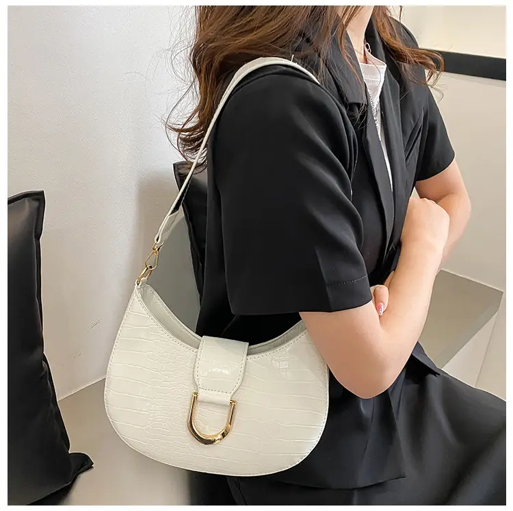 White Textured Crossbody Bag with Pearl Strap — feature 92