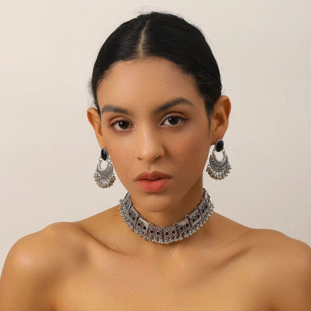 Cross-border Fashion European and American Ethnic Beads Bell Necklace Chain Simple Retro Bohemian Necklace Earrings Geometric suit — feature 11