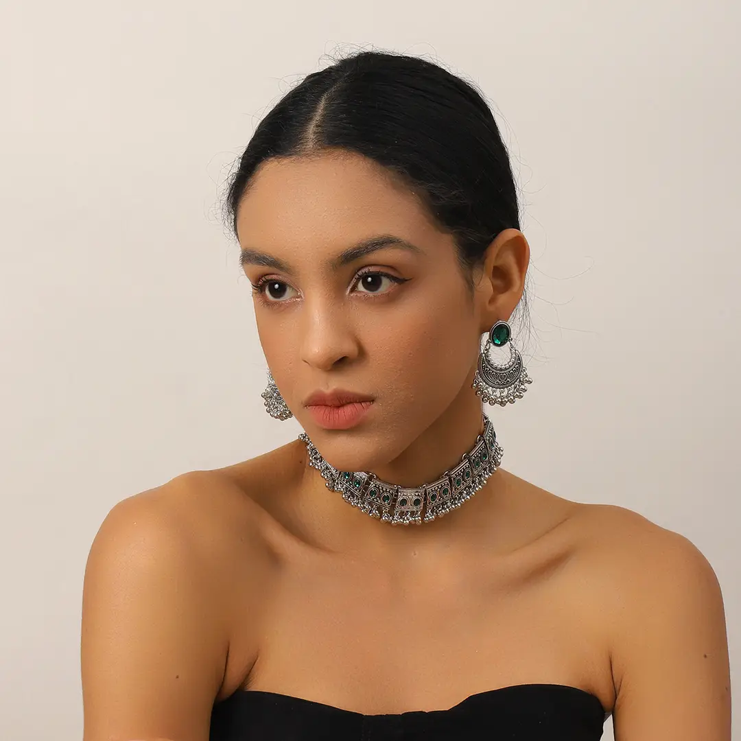 Cross-border Fashion European and American Ethnic Beads Bell Necklace Chain Simple Retro Bohemian Necklace Earrings Geometric suit — feature 13