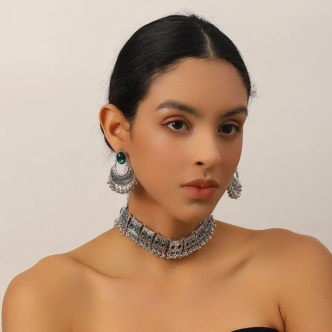 Cross-border Fashion European and American Ethnic Beads Bell Necklace Chain Simple Retro Bohemian Necklace Earrings Geometric suit — feature 16