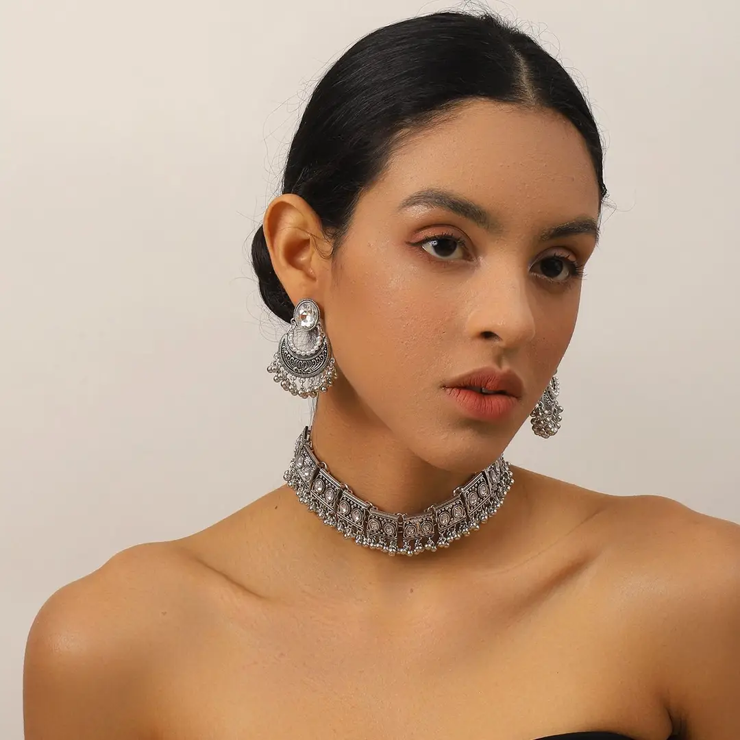 Cross-border Fashion European and American Ethnic Beads Bell Necklace Chain Simple Retro Bohemian Necklace Earrings Geometric suit — feature 5