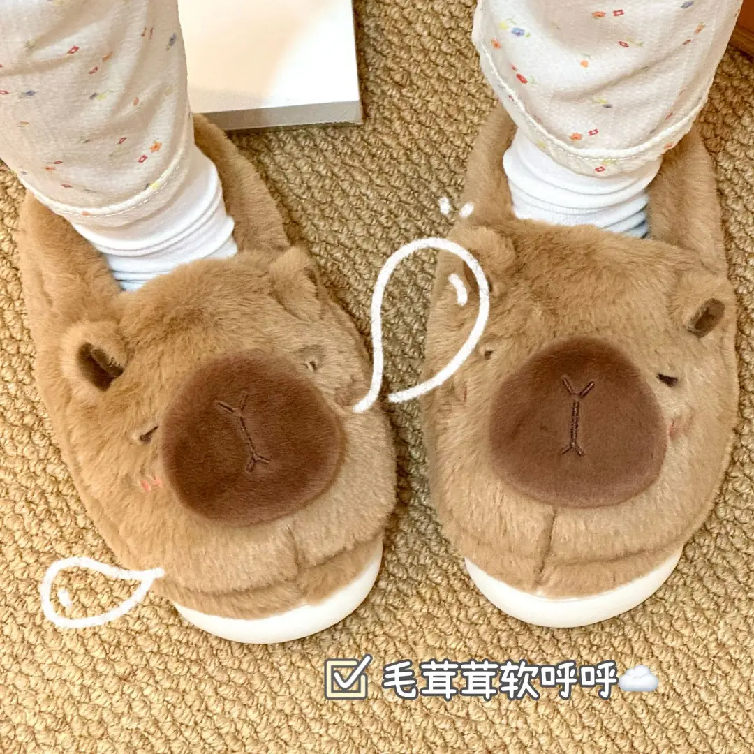 Cute Cotton Slippers for Women in Winter for Men and Women Couples Kapibara Outer Wear Non-Slip Home Indoor Warm Cotton Shoes Holiday — feature 10
