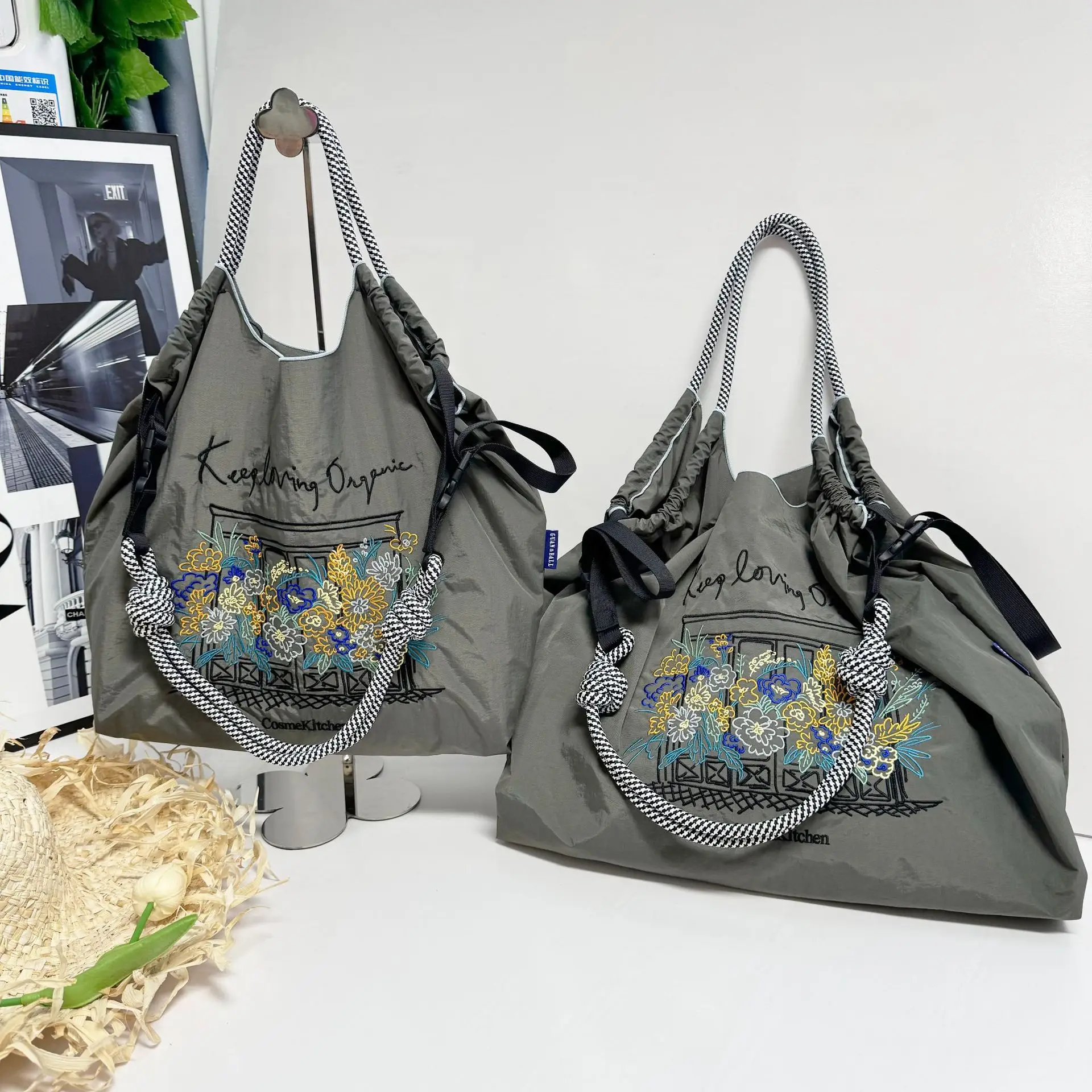 2024 Japanese Embroidered Green Nylon Commuter Bag for Women — feature 6
