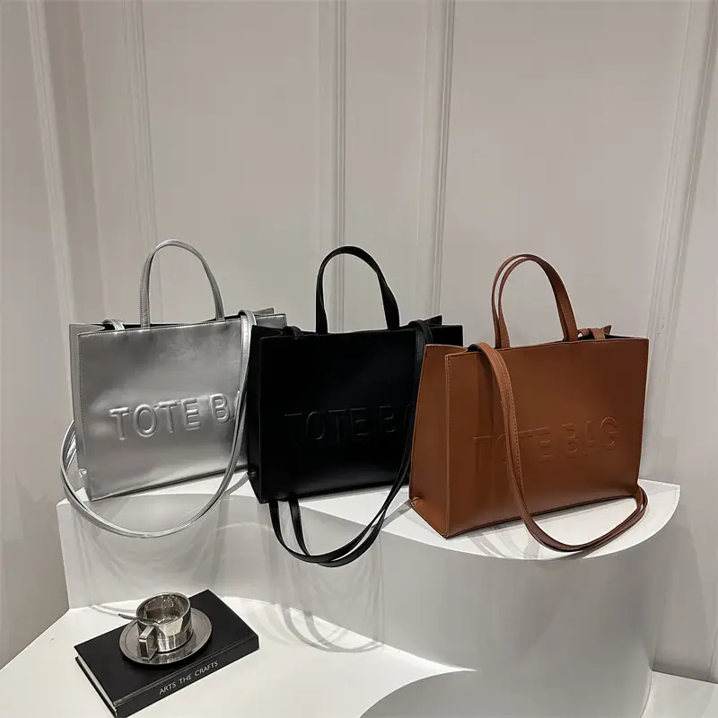 Textured Large Capacity Women's Shoulder Bag Black 2024 - Image 7