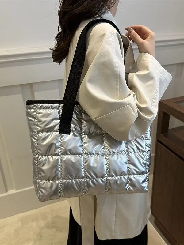 Silver Padded Shoulder Bag 2024 Winter Commute - Image 8