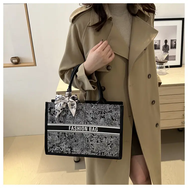 Women's Black Embroidered Crossbody Bag with Bow — feature 33