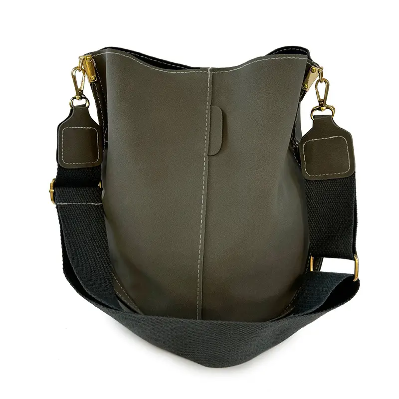 Women's Simple Bucket Bags Black Brown Grey Crossbody - Image 7