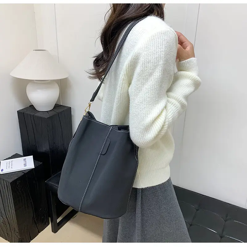 Women's Simple Bucket Bags Black Brown Grey Crossbody — feature 14