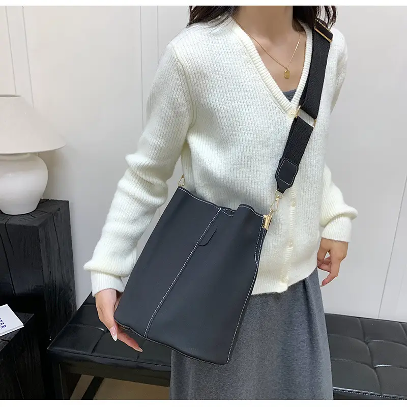 Women's Simple Bucket Bags Black Brown Grey Crossbody — feature 16