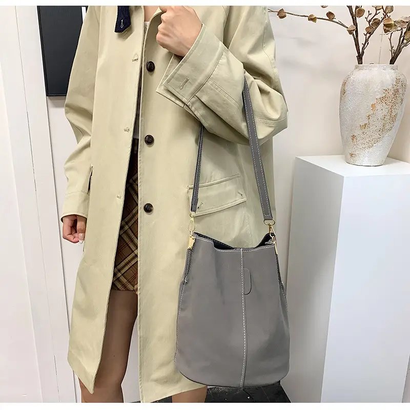 Women's Simple Bucket Bags Black Brown Grey Crossbody — feature 18