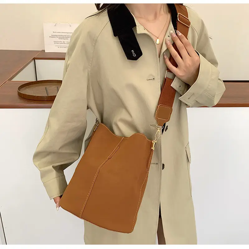 Women's Simple Bucket Bags Black Brown Grey Crossbody — feature 22