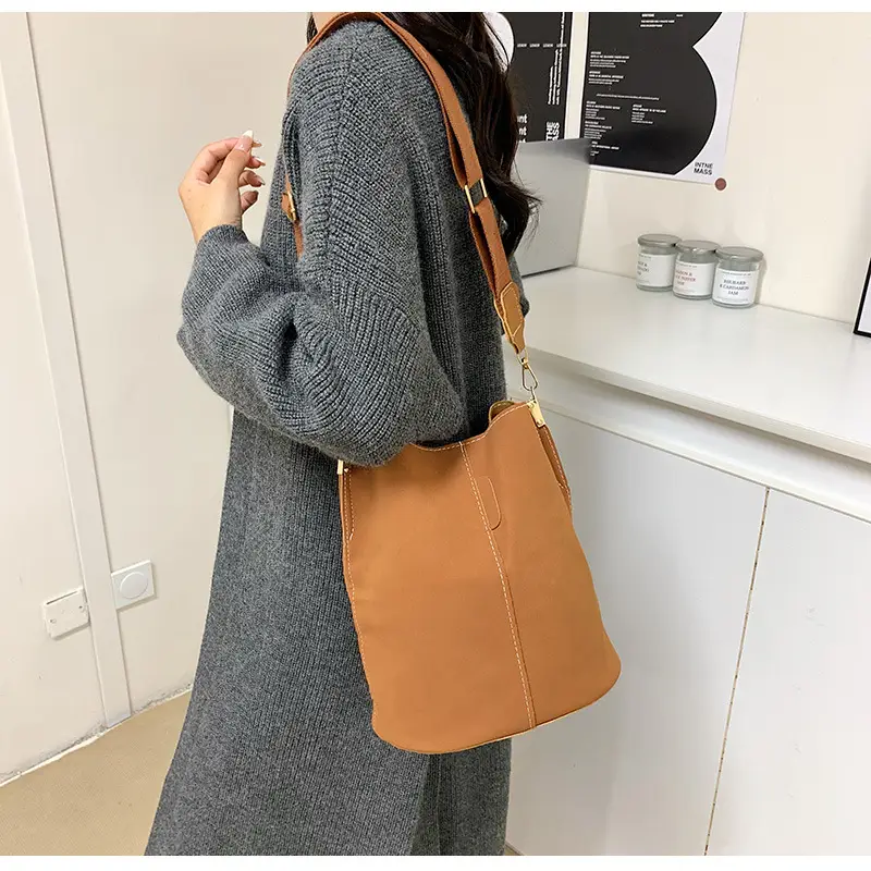 Women's Simple Bucket Bags Black Brown Grey Crossbody — feature 24