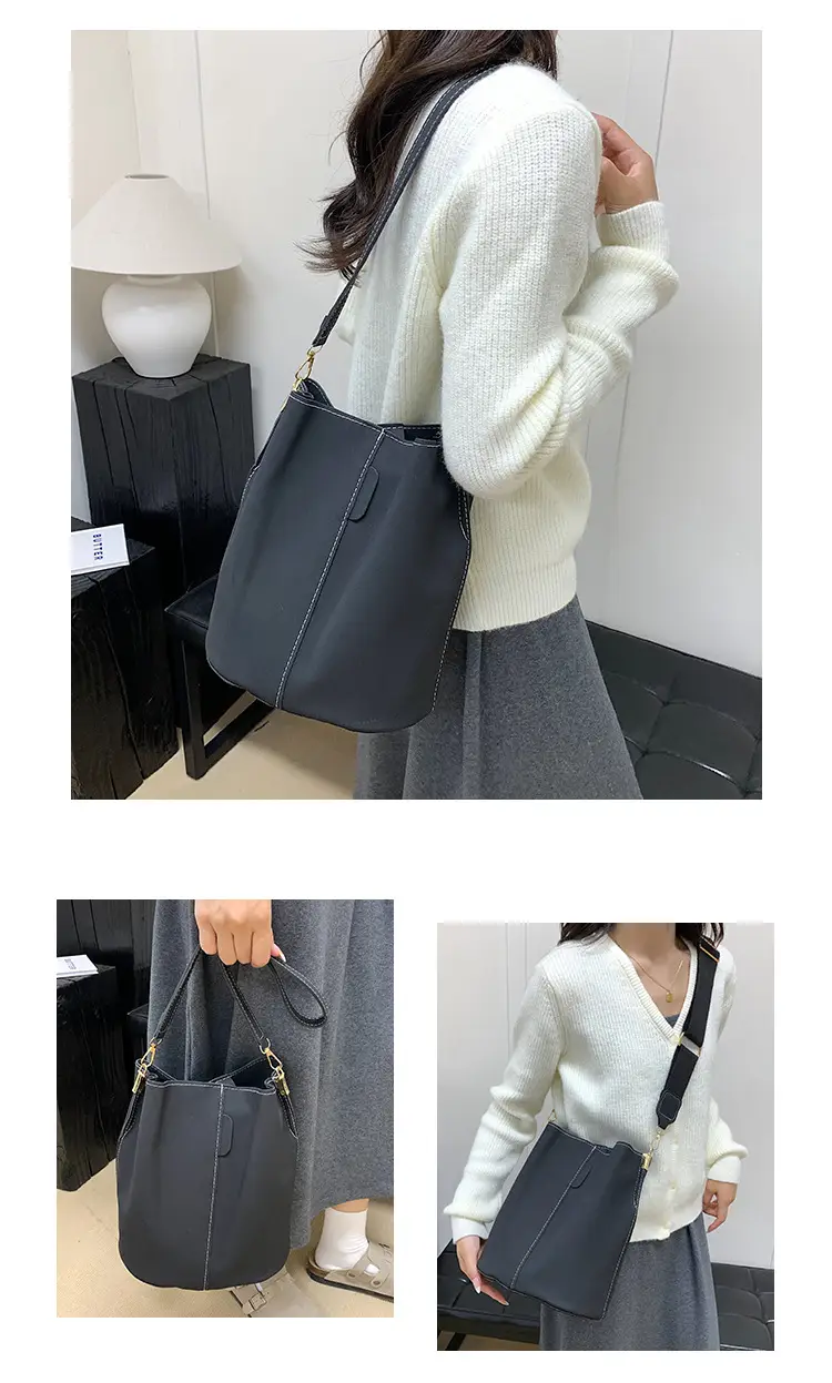 Women's Simple Bucket Bags Black Brown Grey Crossbody — feature 27