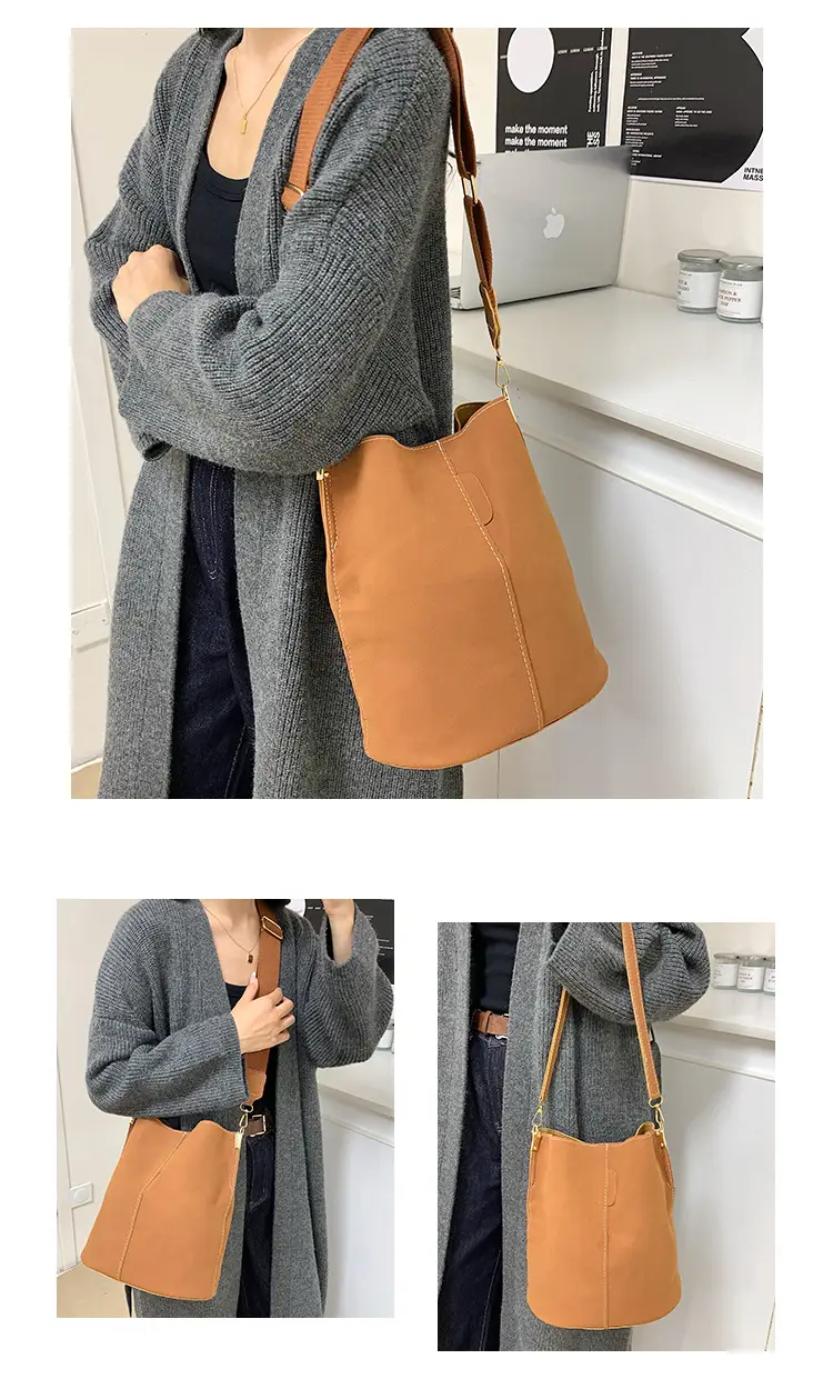 Women's Simple Bucket Bags Black Brown Grey Crossbody — feature 29