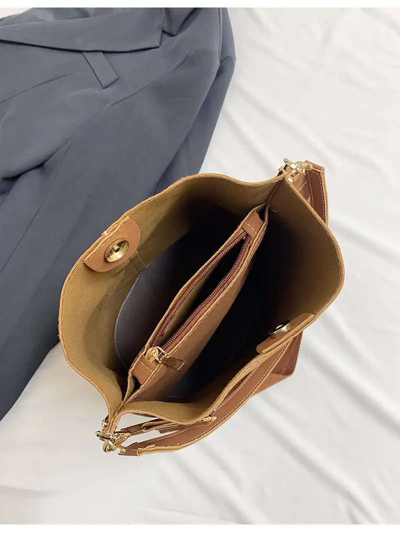 Women's Simple Bucket Bags Black Brown Grey Crossbody — feature 5