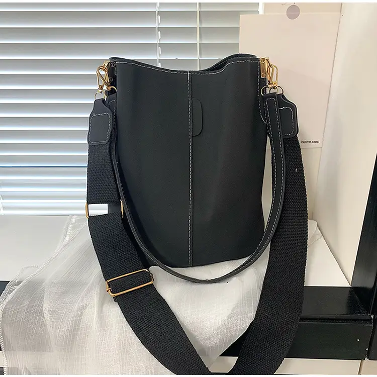 Women's Simple Bucket Bags Black Brown Grey Crossbody - Image 2